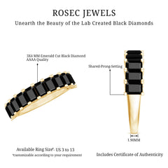 Emerald Cut Lab Created Black Diamond Half Eternity Band in Silver