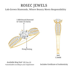 Certified Solitaire Lab Grown Diamond Promise Engagement Ring
