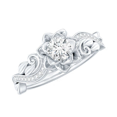 Lab Grown Diamond Flower Engagement Ring for Her