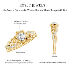 Lab Grown Diamond Flower Engagement Ring for Her