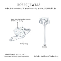 2 Carat Lab Grown Diamond Heart Shape Engagement Ring For Her