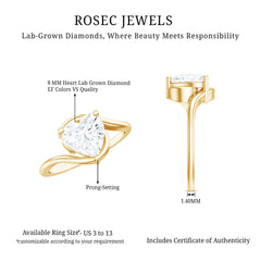 2 Carat Lab Grown Diamond Heart Shape Engagement Ring For Her