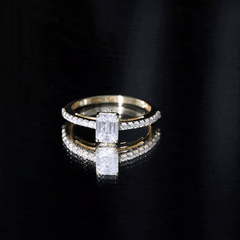 Diamond Emerald Cut Engagement Ring With Hidden Halo