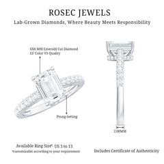 Diamond Emerald Cut Engagement Ring With Hidden Halo