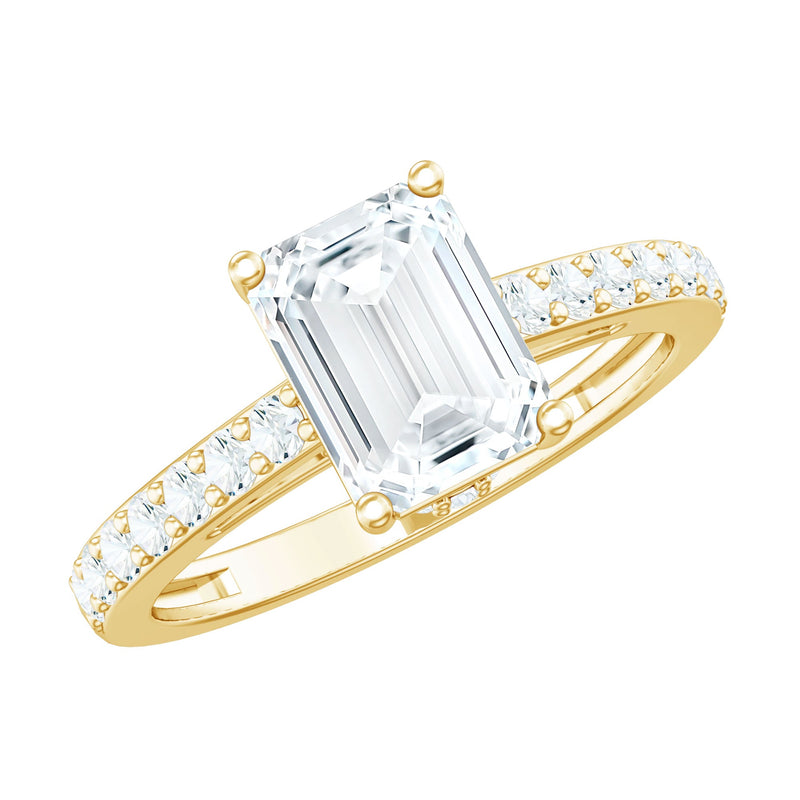 Diamond Emerald Cut Engagement Ring With Hidden Halo
