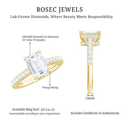 Diamond Emerald Cut Engagement Ring With Hidden Halo
