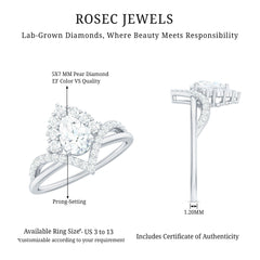 Pear Cut 5X7MM Lab Grown Diamond Designer Engagement Ring