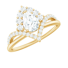 Pear Cut 5X7MM Lab Grown Diamond Designer Engagement Ring