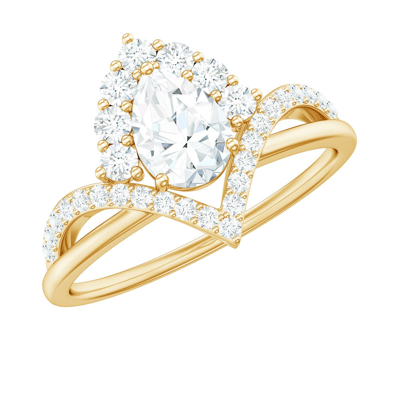 Pear Cut 5X7MM Lab Grown Diamond Designer Engagement Ring