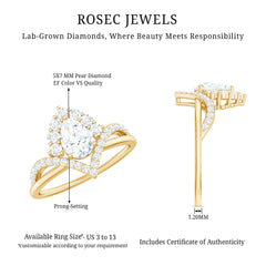 Pear Cut 5X7MM Lab Grown Diamond Designer Engagement Ring