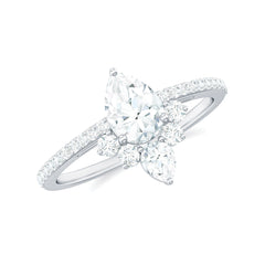 Lab Grown Diamond Unique Engagement Ring with Side Stones