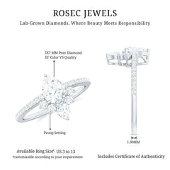 Lab Grown Diamond Unique Engagement Ring with Side Stones