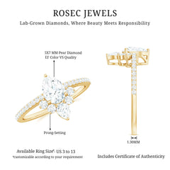Lab Grown Diamond Unique Engagement Ring with Side Stones