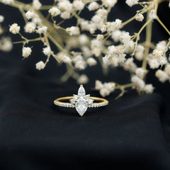 Lab Grown Diamond Unique Engagement Ring with Side Stones