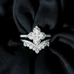 6 MM Princess Cut Lab Grown Diamond Designer Bridal Ring Set