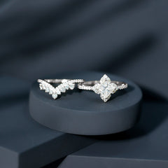 6 MM Princess Cut Lab Grown Diamond Designer Bridal Ring Set