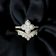 6 MM Princess Cut Lab Grown Diamond Designer Bridal Ring Set