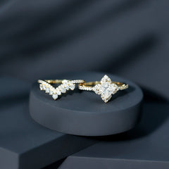 6 MM Princess Cut Lab Grown Diamond Designer Bridal Ring Set
