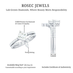 Lab Created Diamond Princess Cut Engagement Ring With Enhancer