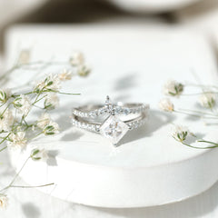 Lab Created Diamond Princess Cut Engagement Ring With Enhancer