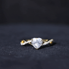Lab Created Diamond Heart Crossover Engagement Ring