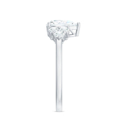Lab Grown Diamond Teardrop Engagement Ring With Round Shape Trio
