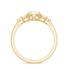Lab Grown Diamond Teardrop Engagement Ring With Round Shape Trio