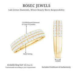 Certified Lab Grown Diamond 3 Row Wedding Band