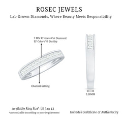Certified Brilliant Cut Diamond Princess Cut Wedding Band