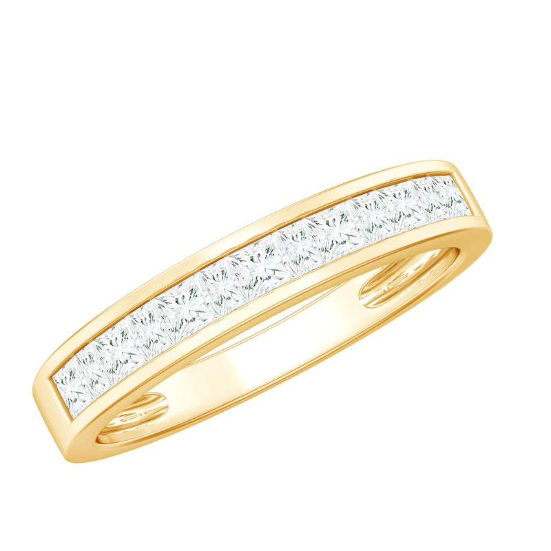 Certified Brilliant Cut Diamond Princess Cut Wedding Band
