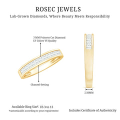 Certified Brilliant Cut Diamond Princess Cut Wedding Band