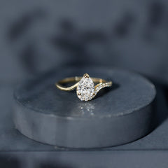 Diamond Teardrop Designer Engagement Ring