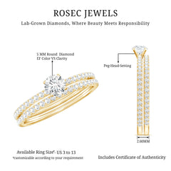 Certified Lab Created Diamond Wedding Ring Set For Bride