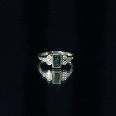 Bezel Set Lab Grown Emerald and Diamond Pre Engagement Ring