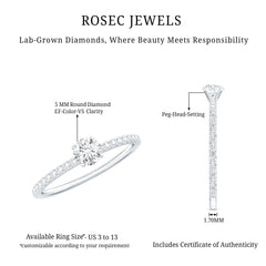 Round Brilliant Cut Lab Grown Diamond Promise Ring with Side Stones