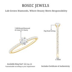 Round Brilliant Cut Lab Grown Diamond Promise Ring with Side Stones