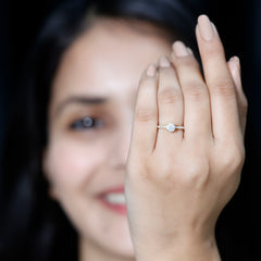 Round Brilliant Cut Lab Grown Diamond Promise Ring with Side Stones