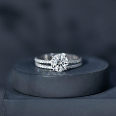 Lab Grown Diamond Wedding Ring Set with Certificate