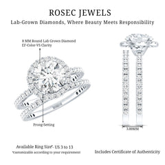 Lab Grown Diamond Halo Bridal Ring Set for Women