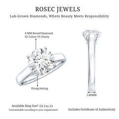Brilliant Cut Lab Grown Diamond Classic Engagement Ring with Certificate