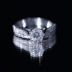 Certified 8 mm Round Lab Grown Diamond Wedding Engagement Ring Set