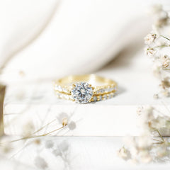Certified 8 mm Round Lab Grown Diamond Wedding Engagement Ring Set