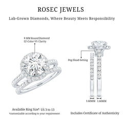 Certified Lab Grown Diamond Halo Ring With Wedding Band