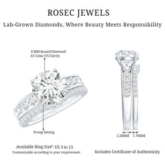Certified Lab Diamond 8 MM Round Engagement Ring with Enhancer