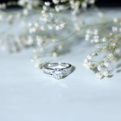 Certified Lab Diamond 8 MM Round Engagement Ring with Enhancer