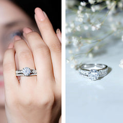 Certified Lab Diamond 8 MM Round Engagement Ring with Enhancer