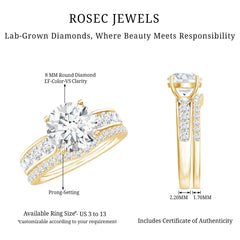 Certified Lab Diamond 8 MM Round Engagement Ring with Enhancer