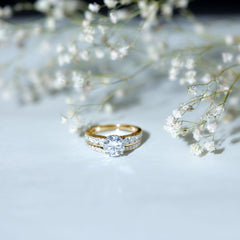 Certified Lab Diamond 8 MM Round Engagement Ring with Enhancer