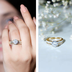Certified Lab Diamond 8 MM Round Engagement Ring with Enhancer