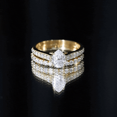Pear Cut 6X8 MM Lab Grown Diamond Marriage Ring Set for Women